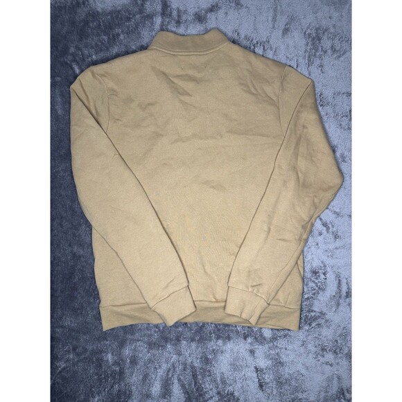GUESS Los Angeles Half Zip Sweatshirt Small Tan Pullover Embroidered Logo - Picture 7 of 7